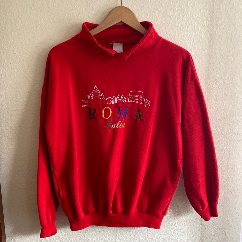 True Vintage Roma Italia Red Sweatshirt with Pockets